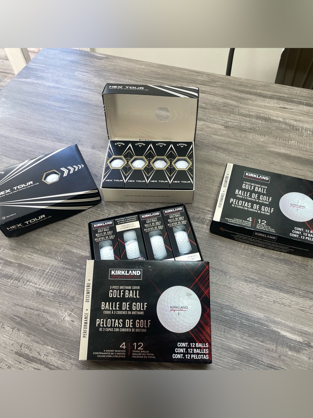 4 large packs of Callaway HEX Tour & Kirkland Golf Balls